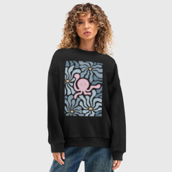 Женский свитшот oversize без начеса хлопок Такопи в цветах - фото 2