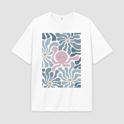 Женская футболка Oversize хлопок premium Такопи в цветах