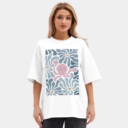 Женская футболка Oversize хлопок premium Такопи в цветах - фото 2