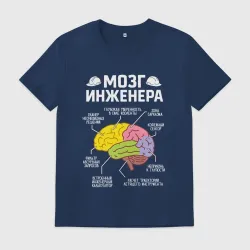 Мужская футболка хлопок Мозг инженера цветной