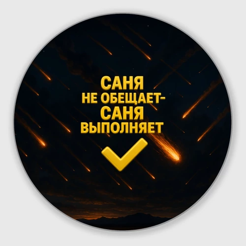 Круглый коврик для мышки Саня не обещает - Саня выполняет