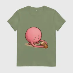 Женская футболка хлопок Такопи ест хлеб