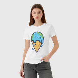 Женская футболка хлопок Earth cream - фото 2