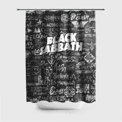 Штора 3D для ванной Black Sabbath pattern