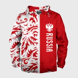 Мужская ветровка 3D Россия - красная хохлома