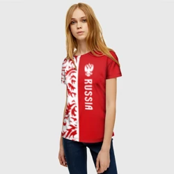 Женская футболка 3D Россия - красная хохлома - фото 2