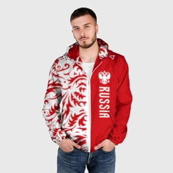 Мужская ветровка 3D Россия - красная хохлома - фото 2