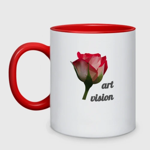 Кружка двухцветная Art vision роза в стиле low poly