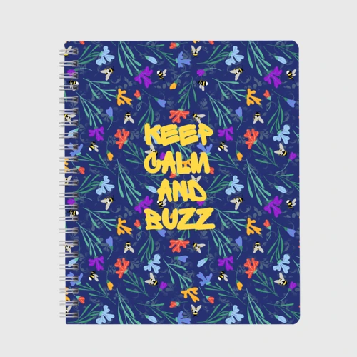 Тетрадь Keep calm and buzz - пчелы и цветы