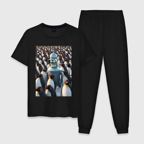 Мужская пижама хлопок Bender bending robot among the penguins