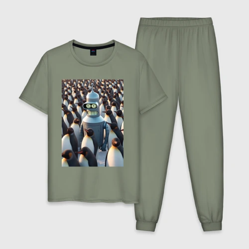 Мужская пижама хлопок Bender bending robot among the penguins