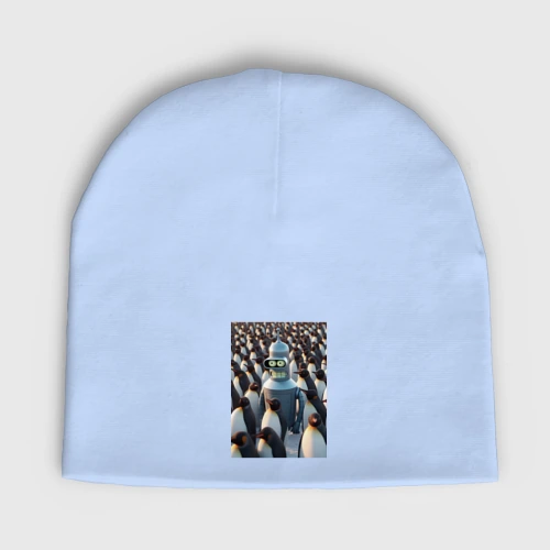 Мужская шапка демисезонная Bender bending robot among the penguins