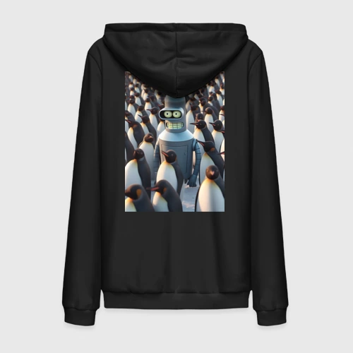 Мужская толстовка на молнии хлопок Bender bending robot among the penguins