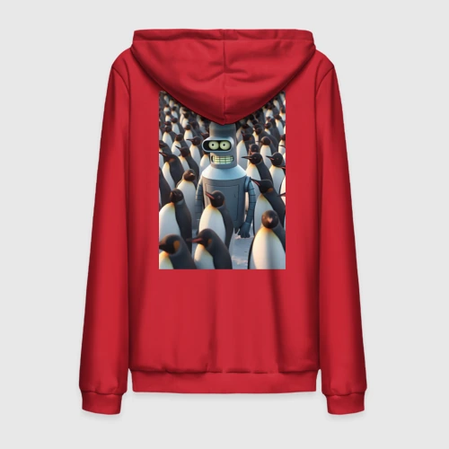 Мужская толстовка на молнии хлопок Bender bending robot among the penguins