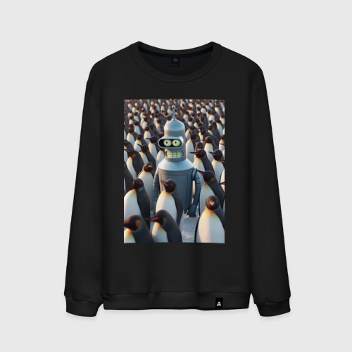 Мужской свитшот хлопок Bender bending robot among the penguins