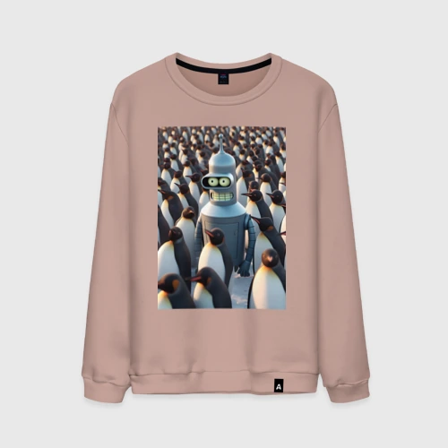 Мужской свитшот хлопок Bender bending robot among the penguins
