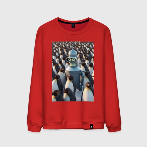 Мужской свитшот хлопок Bender bending robot among the penguins
