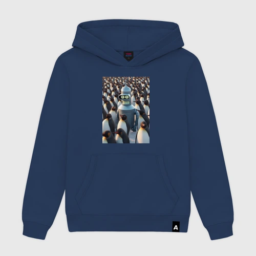 Мужская толстовка хлопок Bender bending robot among the penguins