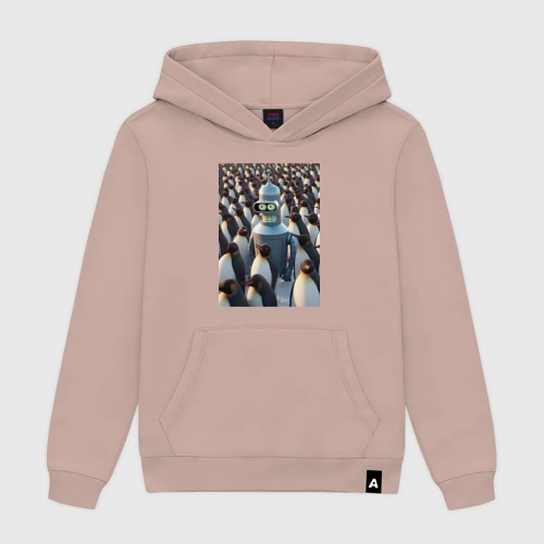Мужская толстовка хлопок Bender bending robot among the penguins
