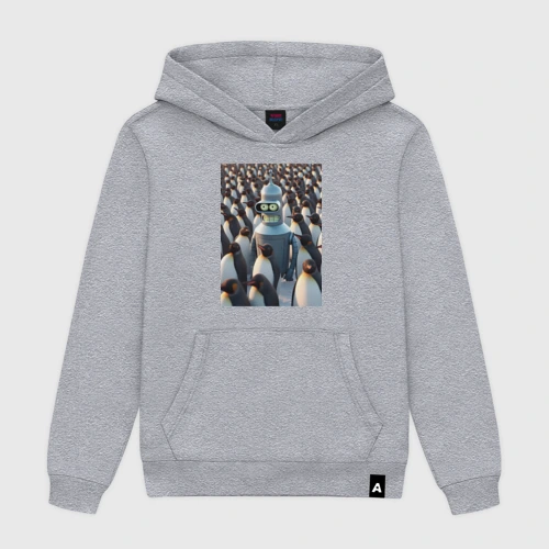 Мужская толстовка хлопок Bender bending robot among the penguins