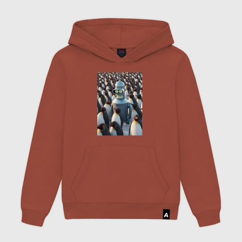 Мужская толстовка хлопок Bender bending robot among the penguins