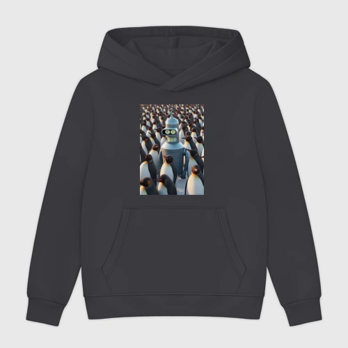 Мужская толстовка без начеса хлопок Bender bending robot among the penguins