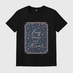 Мужская футболка хлопок Keep calm and bloom - цветы и шмели
