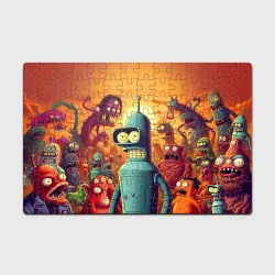Головоломка Пазл магнитный 126 элементов Bender bending robot among the monsters - ai art