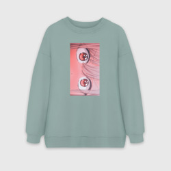 Женский свитшот oversize без начеса хлопок Эта фарфоровая кукла влюбилась : глаза