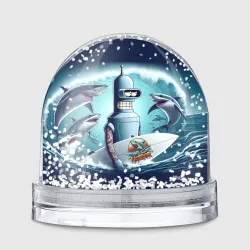 Игрушка Снежный шар Bender is a cool surfer among sharks 