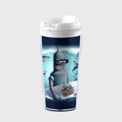 Термокружка-непроливайка Bender is a cool surfer among sharks 