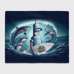Плед 3D Bender is a cool surfer among sharks 