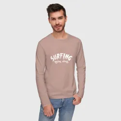 Мужской лонгслив хлопок Surfing never alone - motto - фото 2