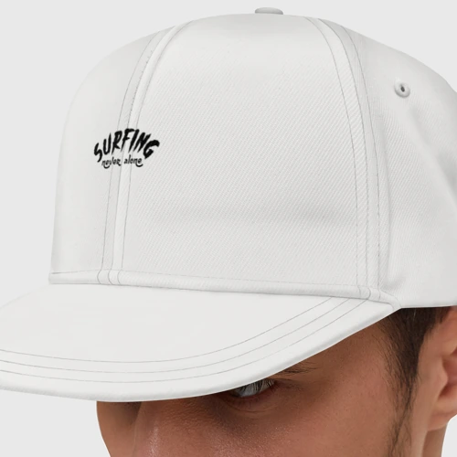 Кепка снепбек с прямым козырьком Surfing never alone - slogan
