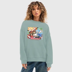 Женский свитшот oversize без начеса хлопок Konosuba together - фото 2