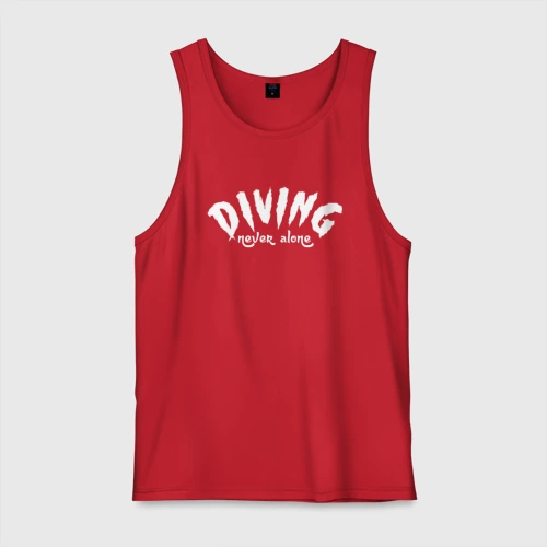 Мужская майка хлопок Diving never alone - motto