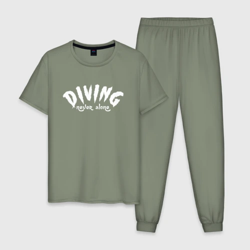 Мужская пижама хлопок Diving never alone - motto
