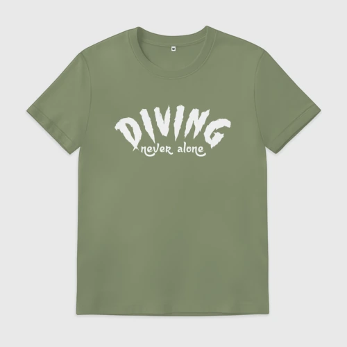 Мужская футболка хлопок Diving never alone - motto