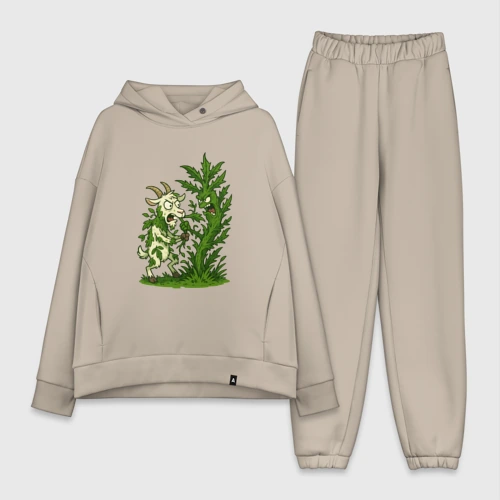 Женский костюм хлопок Oversize Козел борется с борщевиком 
