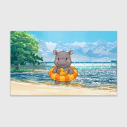 Бумага для упаковки 3D Бегемотик в плавательном круге с уточкой