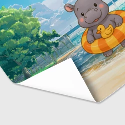 Бумага для упаковки 3D Бегемотик в плавательном круге с уточкой - фото 2