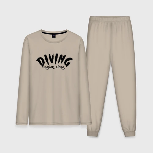 Мужская пижама с лонгсливом хлопок Diving never alone - slogan