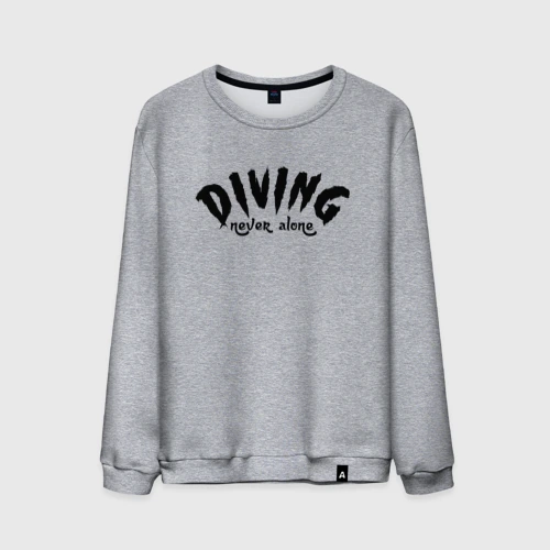 Мужской свитшот хлопок Diving never alone - slogan
