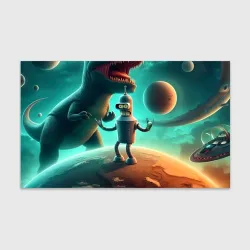 Бумага для упаковки 3D Bender bending robot on a planet of tyrannosaurus
