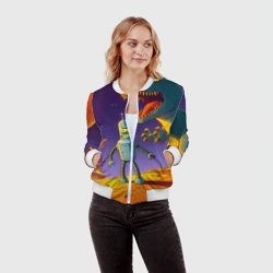 Женский бомбер 3D Бендер на сказочной планете динозавров - фото 2