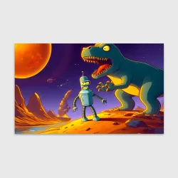 Бумага для упаковки 3D Бендер на сказочной планете динозавров