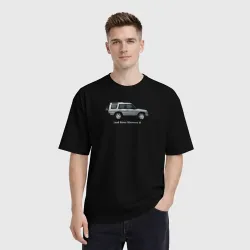 Мужская футболка хлопок Oversize Land rover discovery 2 черный фон - фото 2