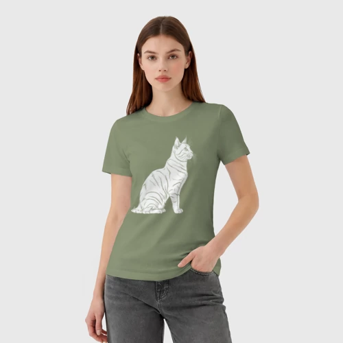 Женская футболка хлопок с принтом Графический бобтейл, фото на моделе #1