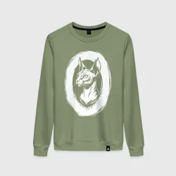 Женский свитшот хлопок Сфинкс в белом штрихе