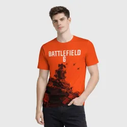 Мужская футболка 3D Солдат и самолеты Battlefield 6 - фото 2
